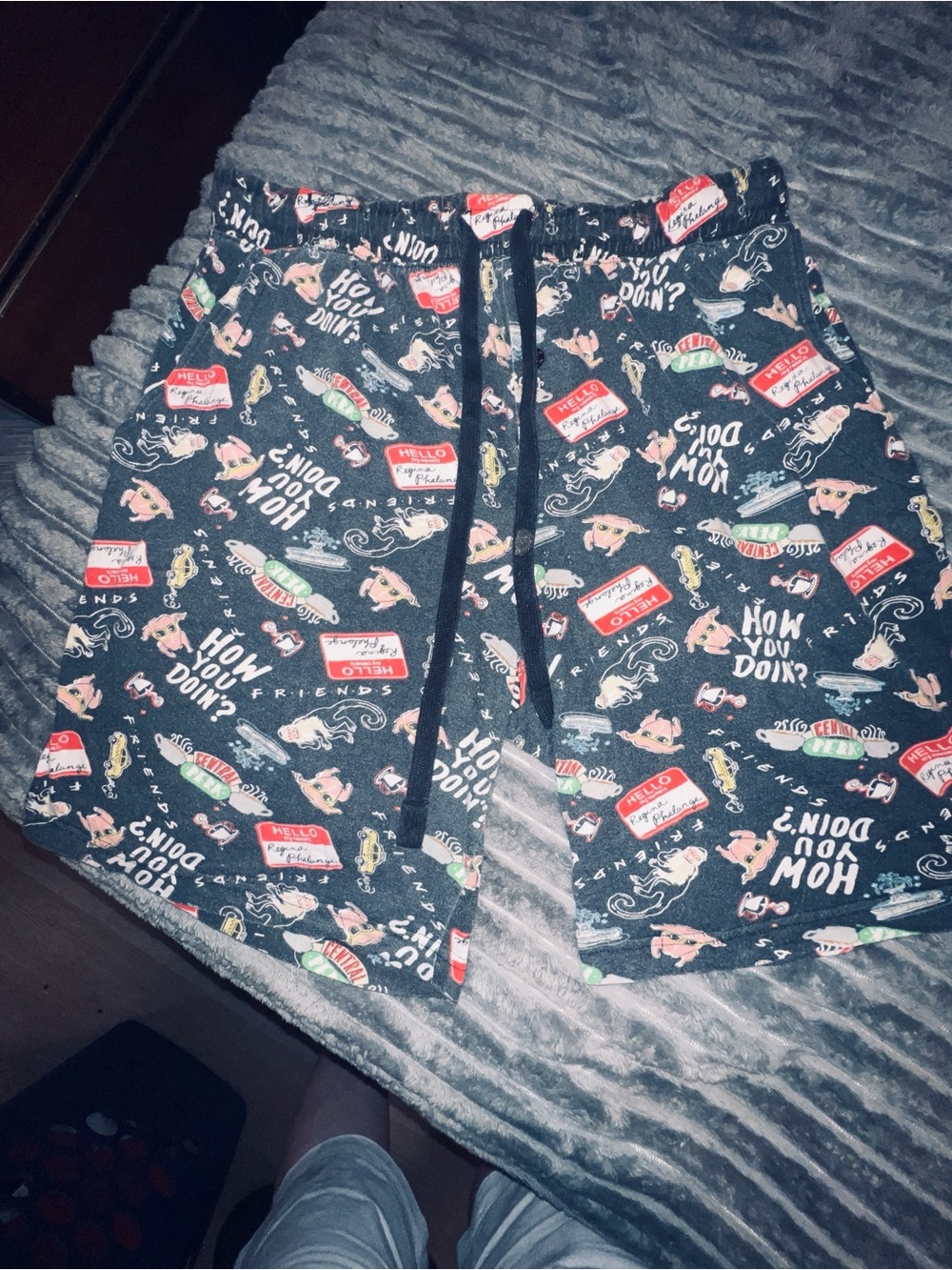 FRIENDS Black Graphic Print Men’s Athletic Shorts
